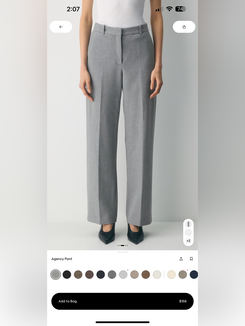 Aritzia Gray Tailored Wide-Leg Trousers